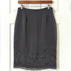 Express 90's Vintage Vine Embroidered & Beaded Straight Knee Length Skirt 9/10